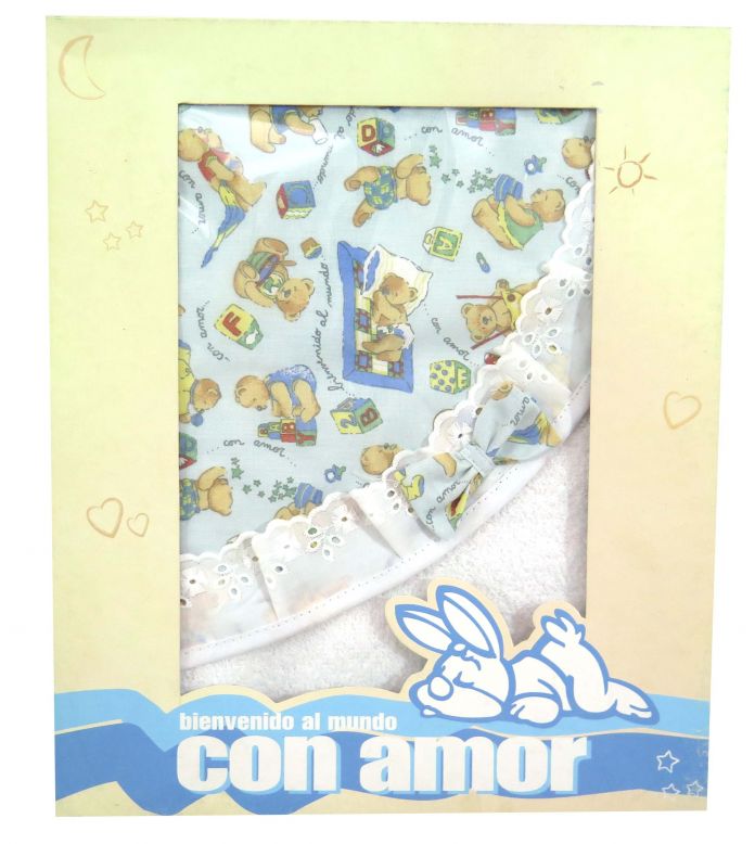 Toallon Capucha Estampada Con Broderie