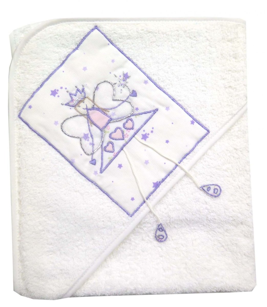 Toallon Con Capucha Bordada Aplique Hada