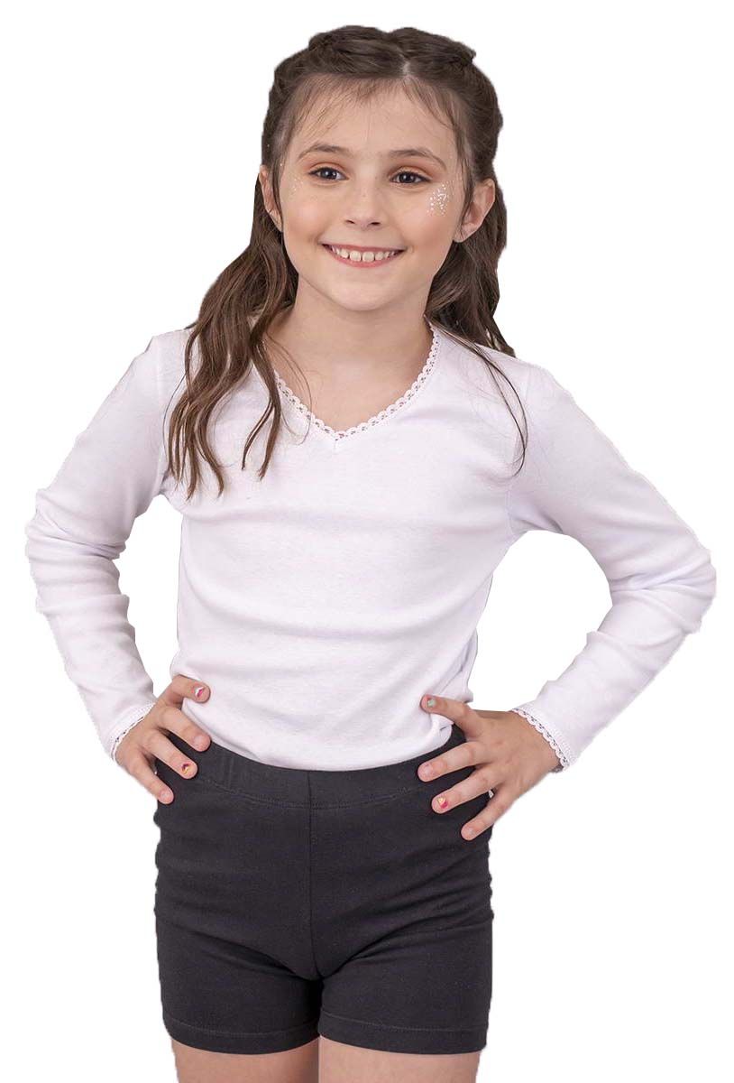 Camiseta escote en V manga larga con puntilla - Angeles