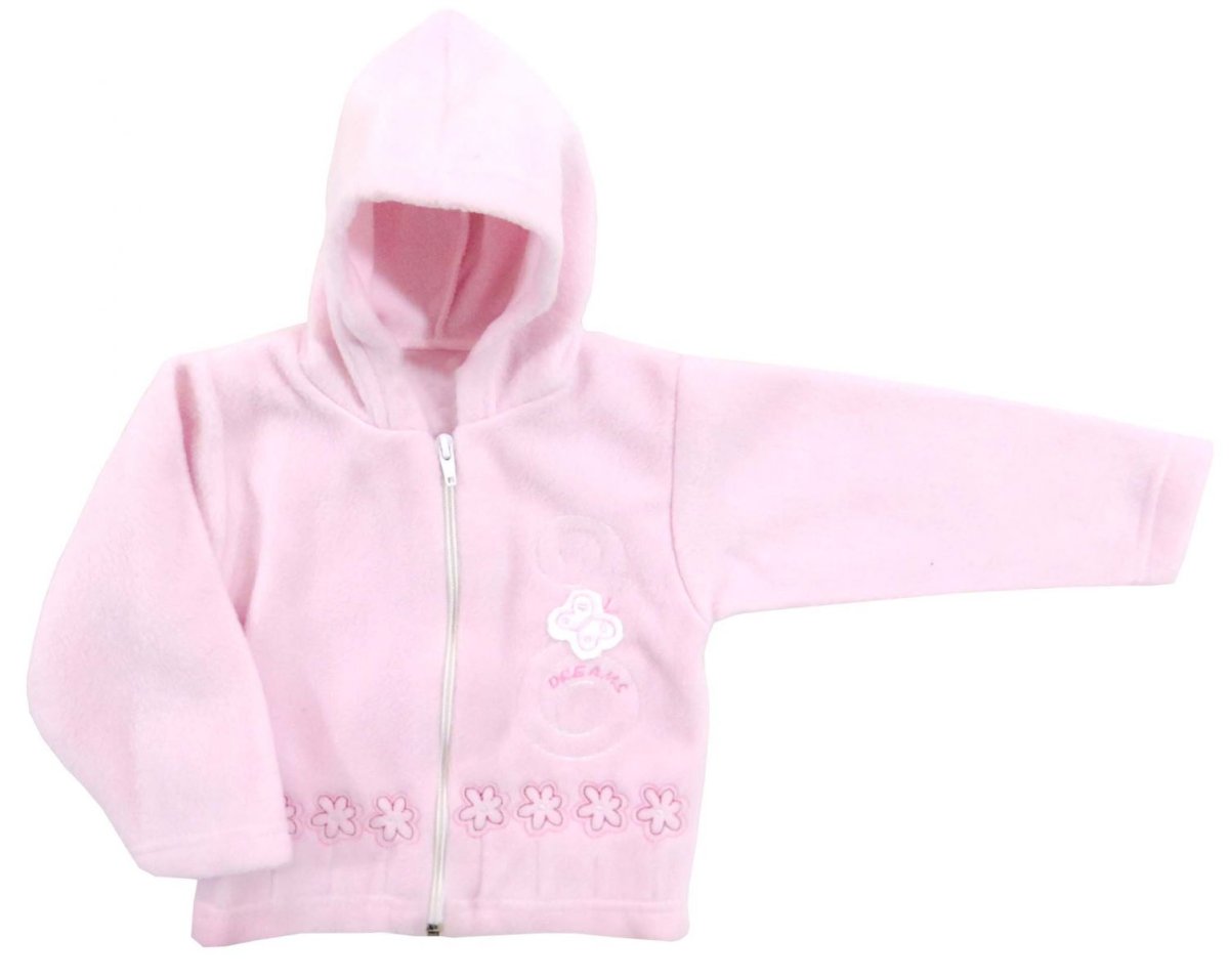 Campera de Polar con Capucha Bordado Flores y Mariposa