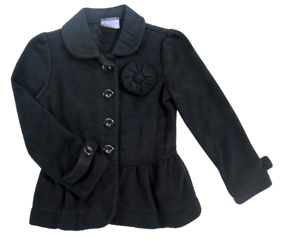 Saco de polar liso con botones y aplique