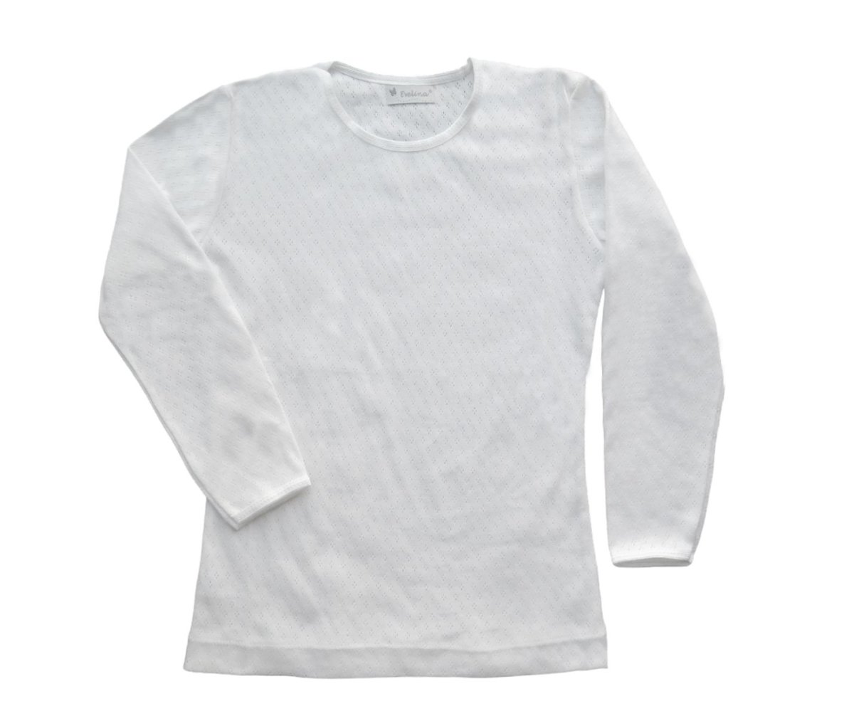 Camiseta nena manga larga cuello redondo desagujada