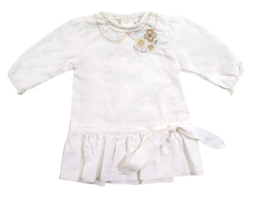 Vestido manga larga corderoy con bordado