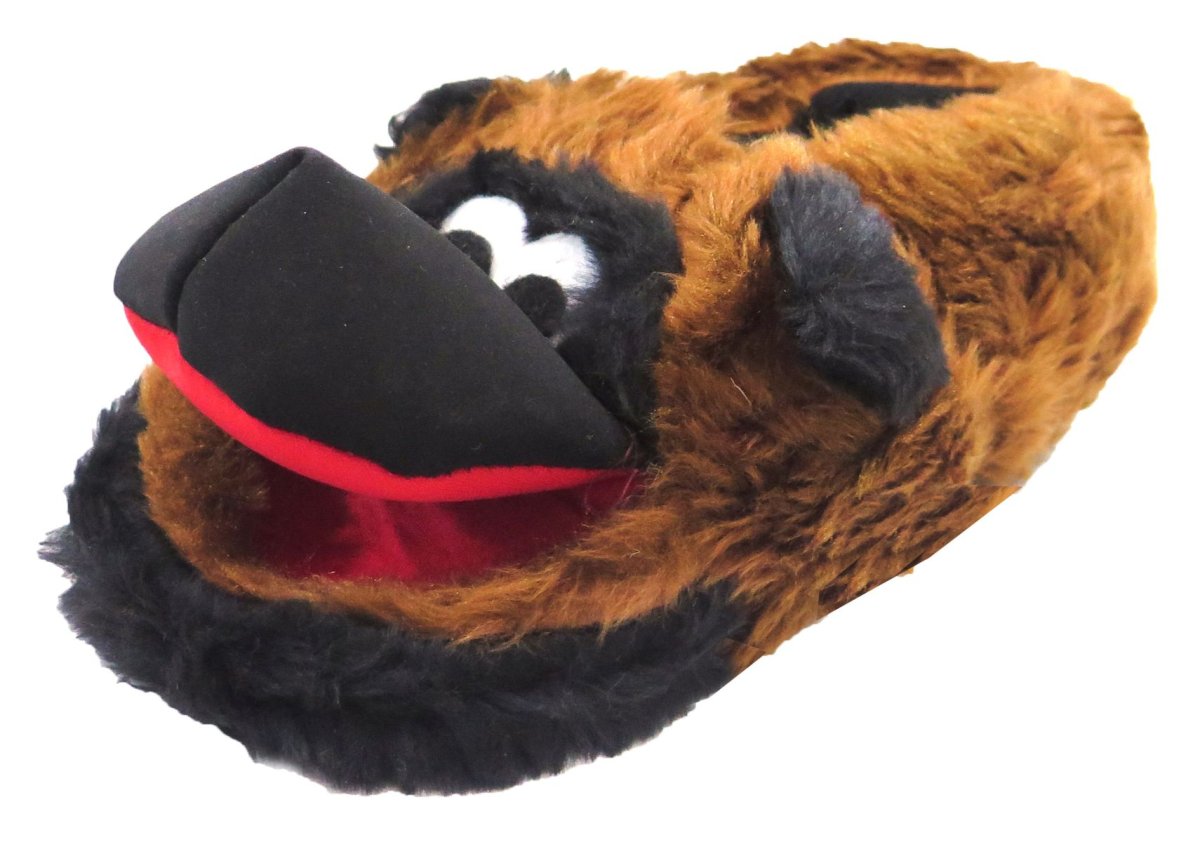 Pantufla Perro con piel con boca abierta y base antideslizante