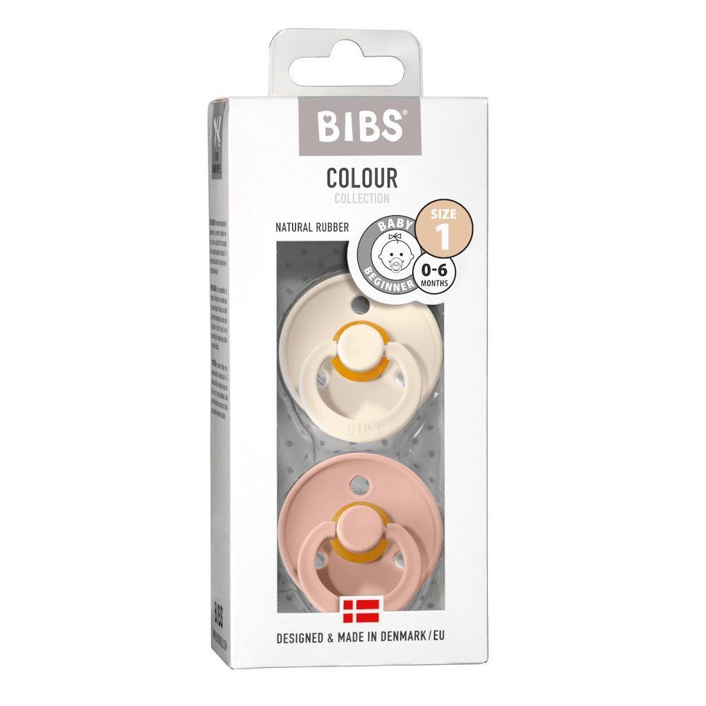 Chupete Bibs Colour Collection x 2 - Ivory/Blush - Tetina De Caucho Natural - Latex - 0-6 Meses