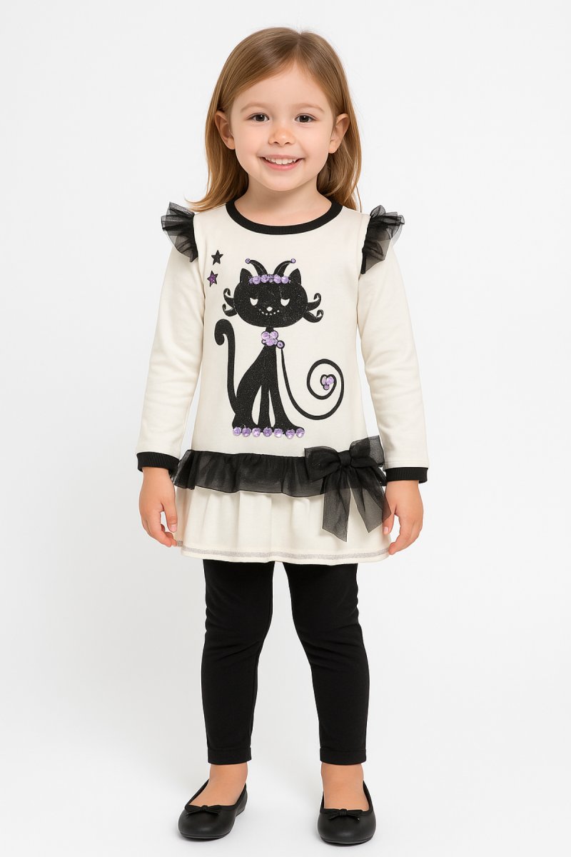 Conjunto Glamour Remera Y Calza Con Gatito