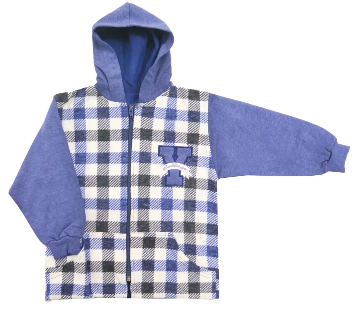 Camisacos con Capucha Estampado Cuadros con Bordado College