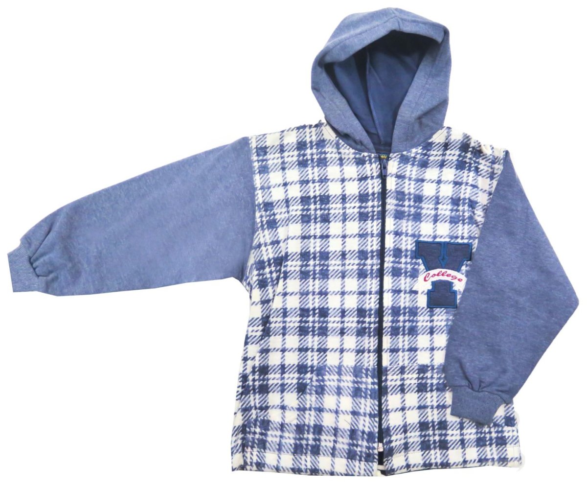 Camisacos con Capucha Estampado Cuadros con Bordado College