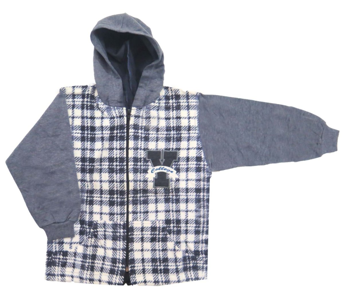 Camisacos con Capucha Estampado Cuadros con Bordado College