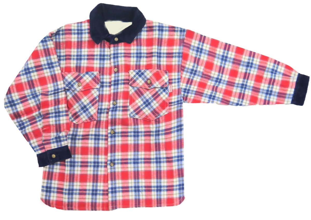 Camisaco estampado escoces con botones y cuello de corderoy