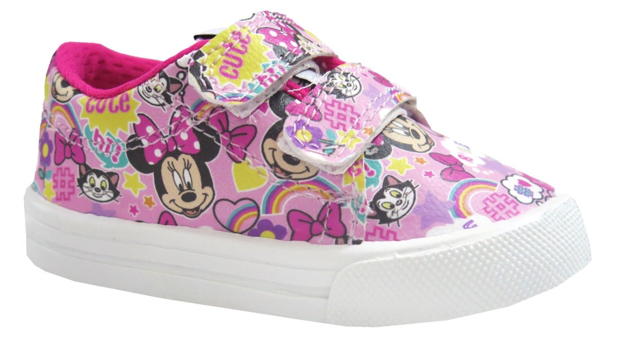Zapatilla Cuerina Ecológica Estampada Minnie Velcro