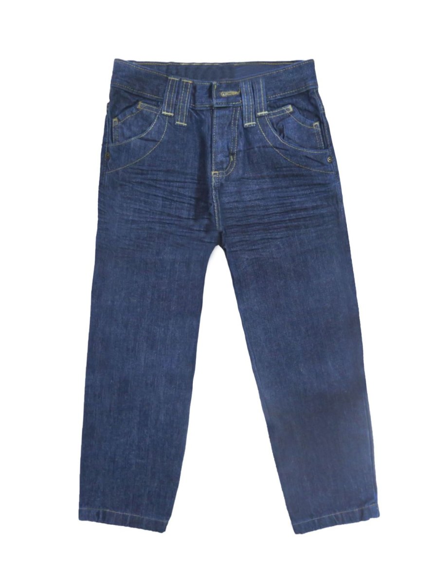 Pantalon jean varon con cierre en bolsillo trasero