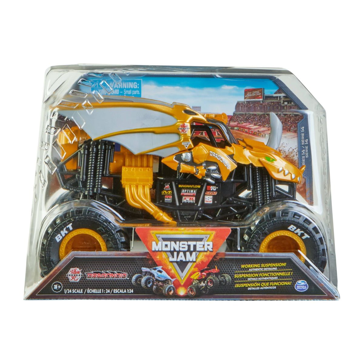 Monster Jam - Vehiculo Metalico Monster Truck con Suspension Real - Escala 1:24