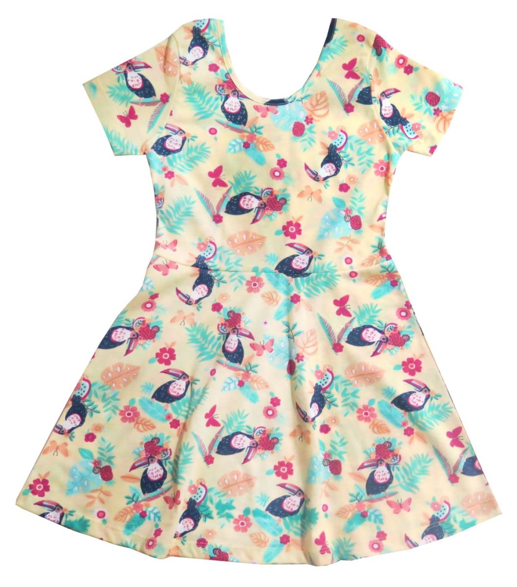 Vestido de algodon estampado c/ Tucanes