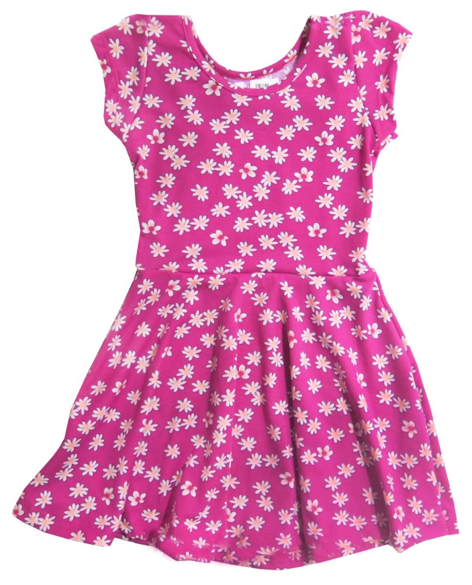 Vestido de algodon elastico c/ flores blancas