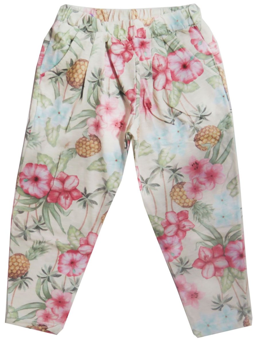 Pantalon algodon flame estampado flores y anana (piña)