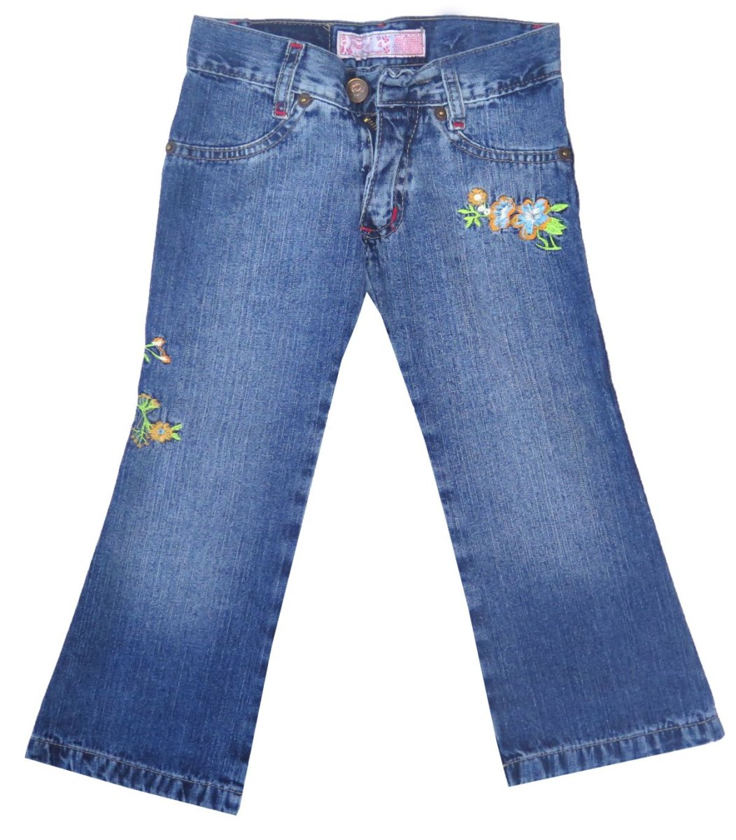 Pantalon de jean flores bordadas