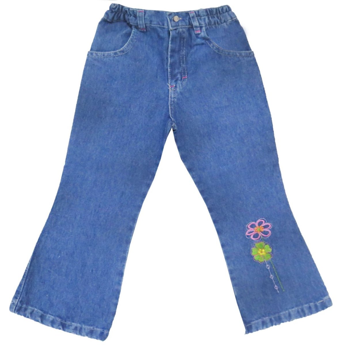 Pantalon jean nena flores bordadas
