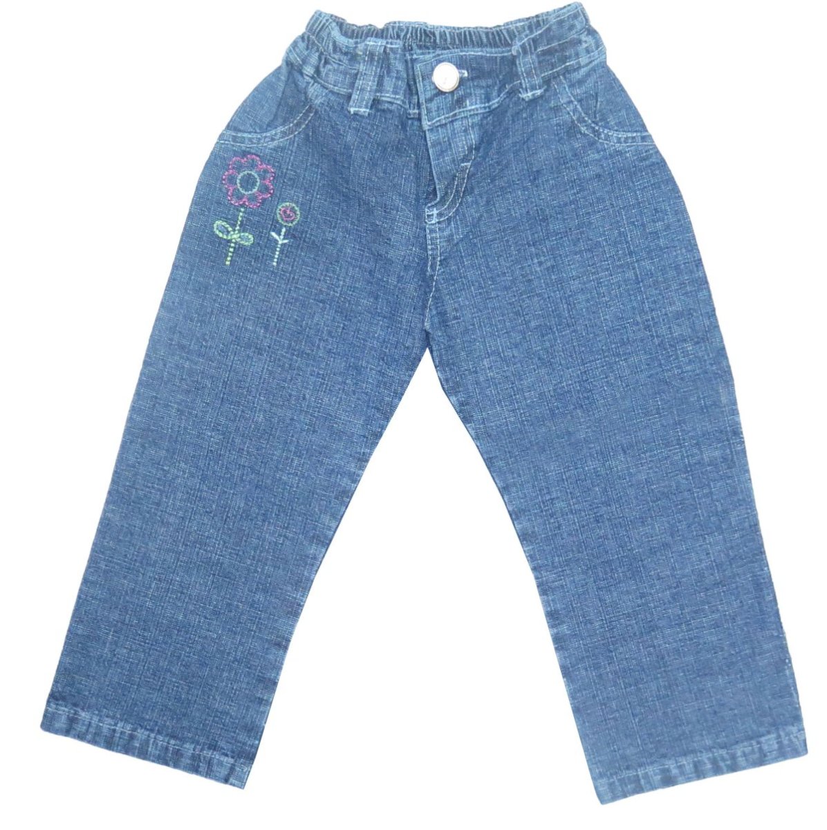 Pantalon cintura elastizada y flores bordadas