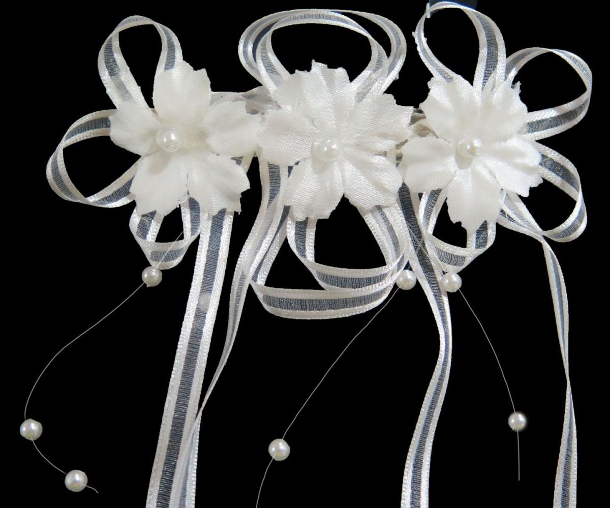 Hebilla Moños con Flor y Perlas