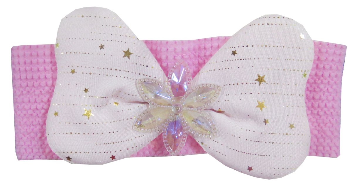 Vincha Elastica Moño Rosa