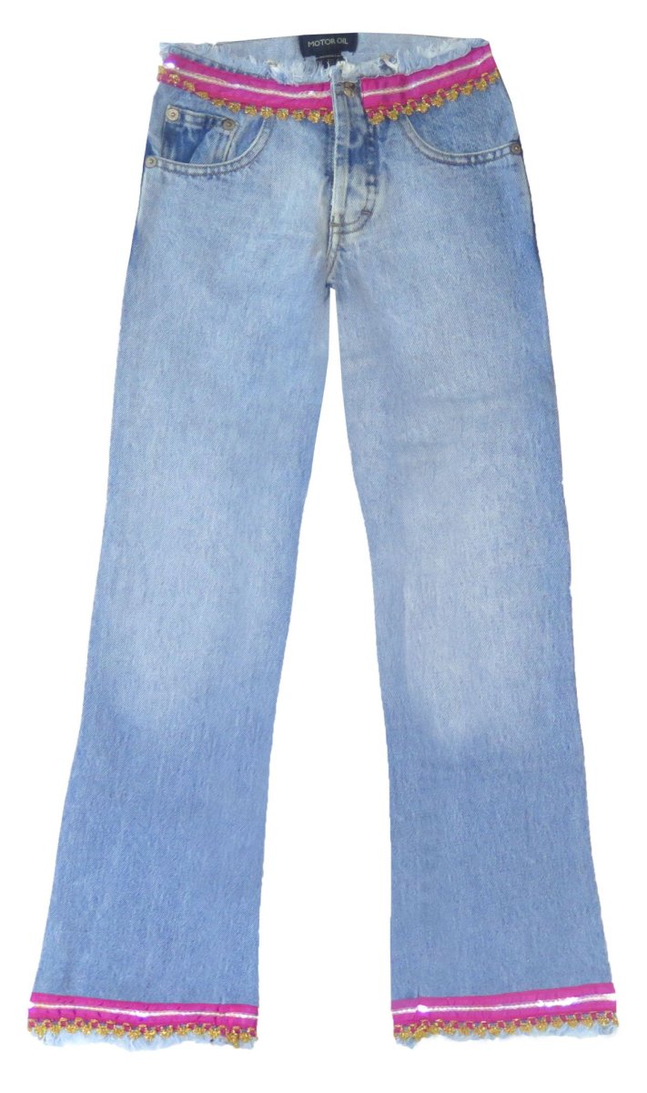 Pantalon nena jean con aplique lentejuelas