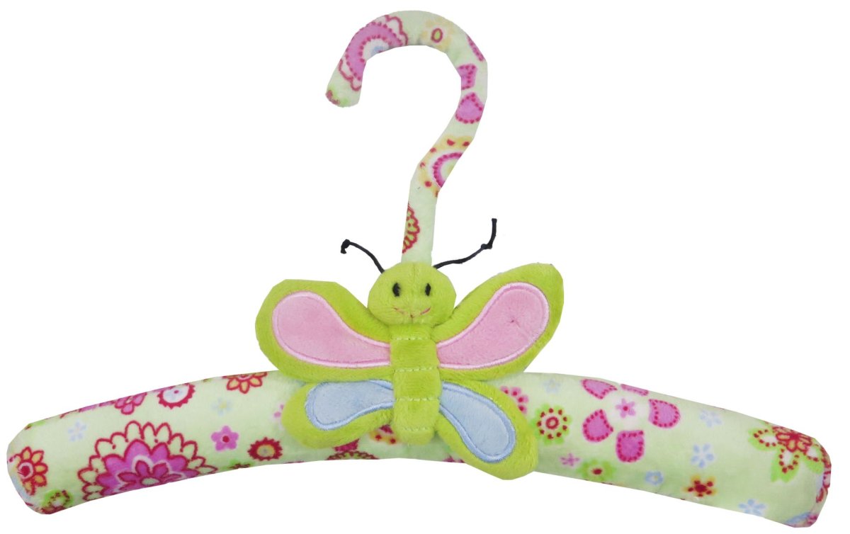 Percha peluche con mariposa colorida