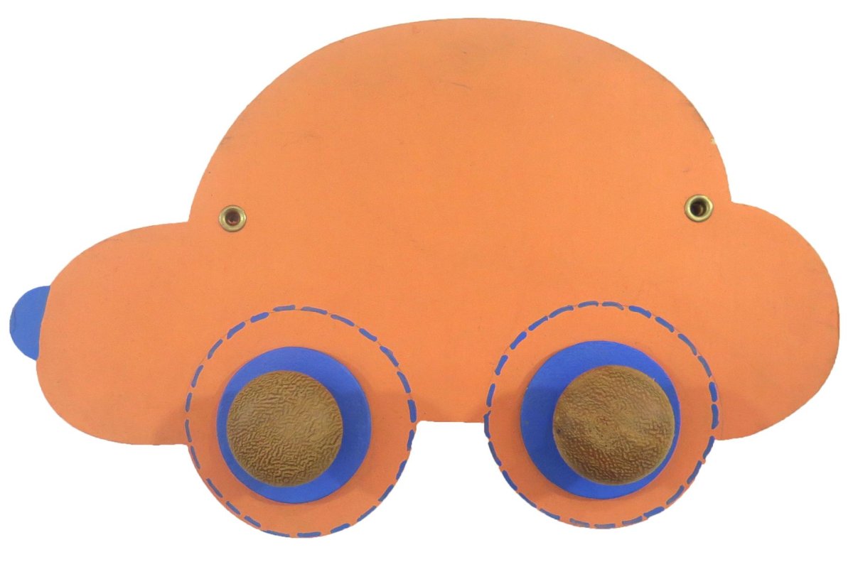 Perchero de Madera con forma de auto con 2 ganchos torneados