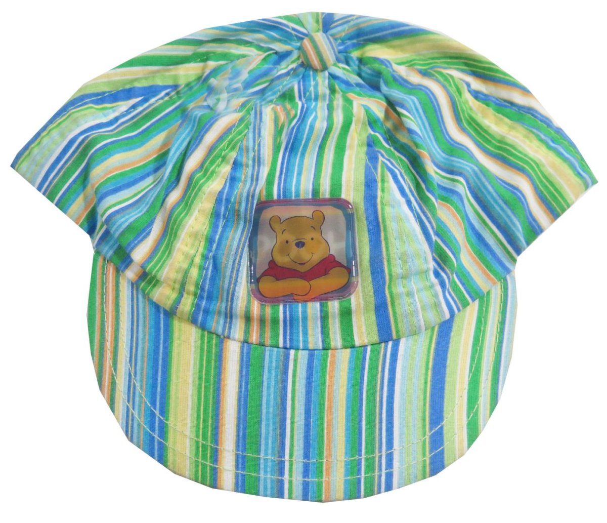 Gorro Cap con visera Winnie Pooh Rayado con imagen cuadrada holografica en la frente