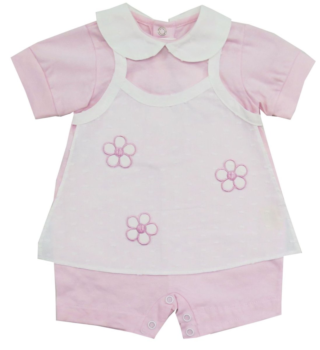 Enterito De Plumeti Con Aplique De Flores Manga Corta