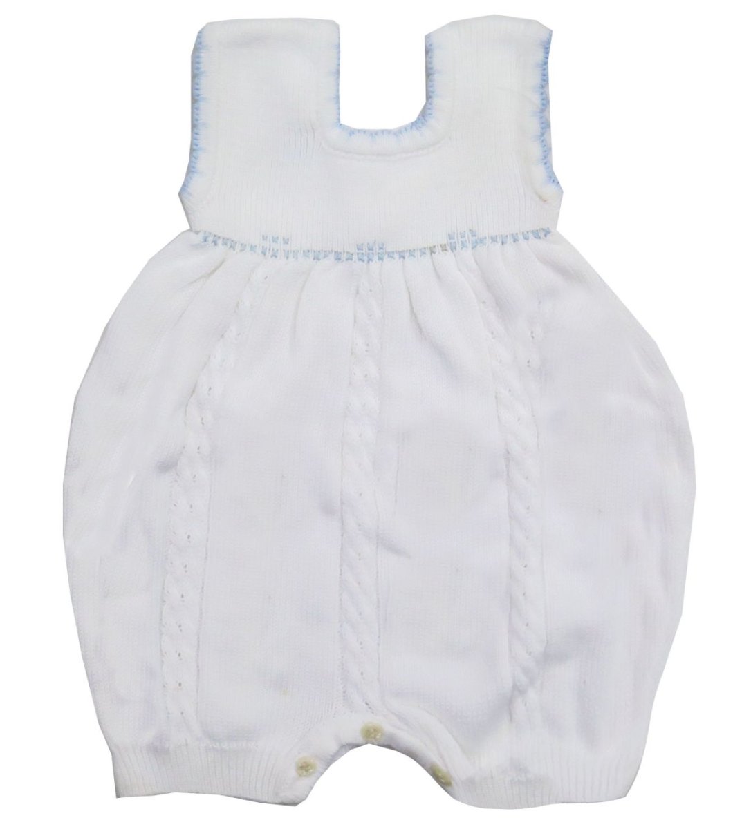 Enterito sin mangas blanco con vivo celeste