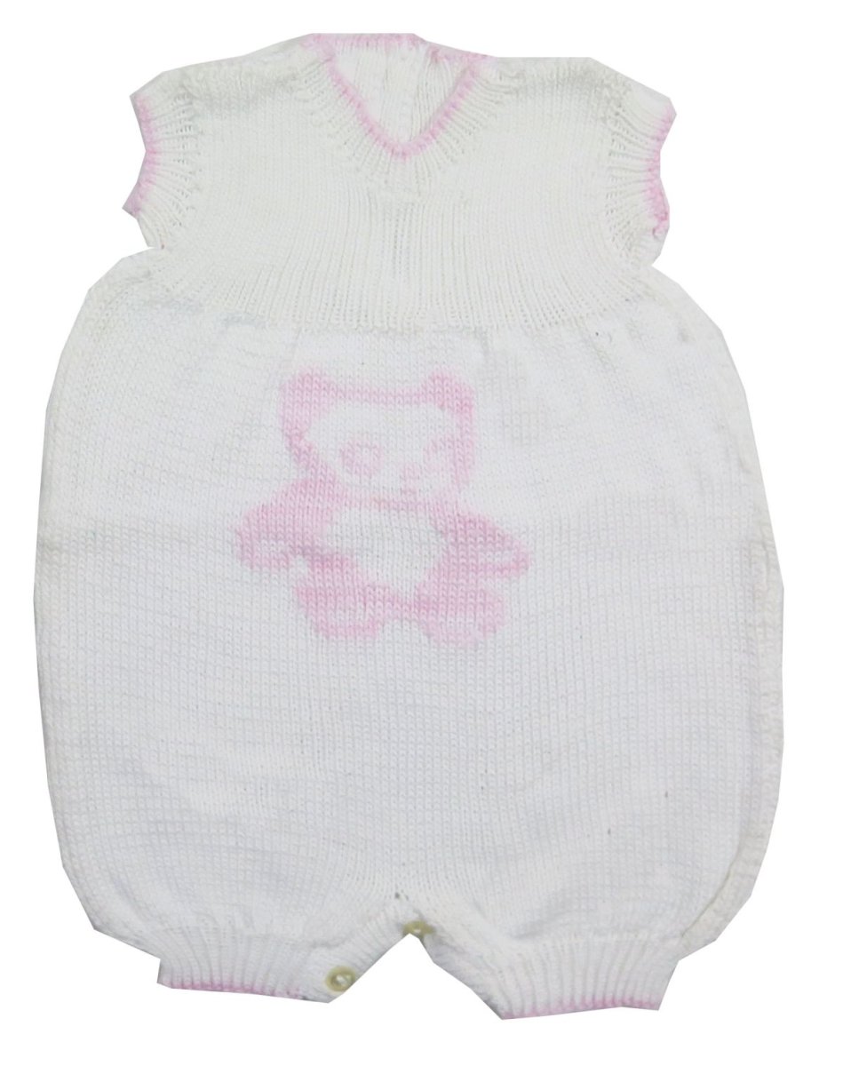 Enterito sin mangas de hilo con oso rosa