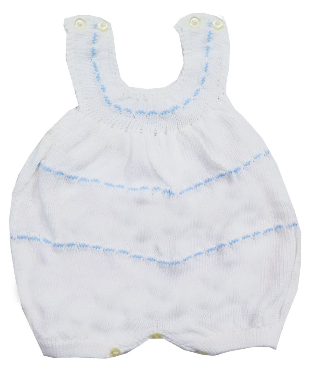 Enterito de hilo sin mangas blanco con celeste