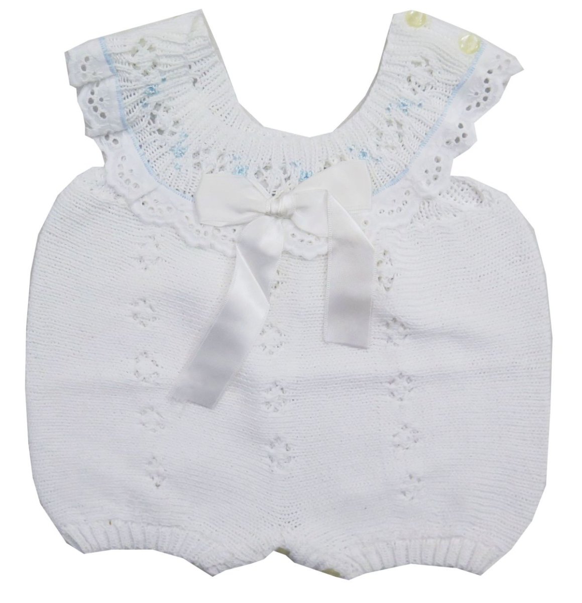 Enterito de hilo sin mangas con broderie y moño