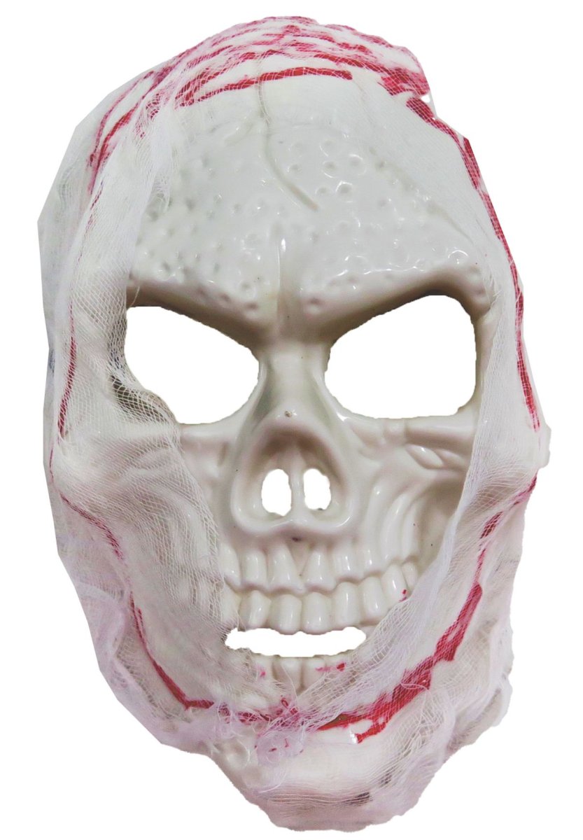 Careta Rigida Mascara Calavera con Sangre y Tul