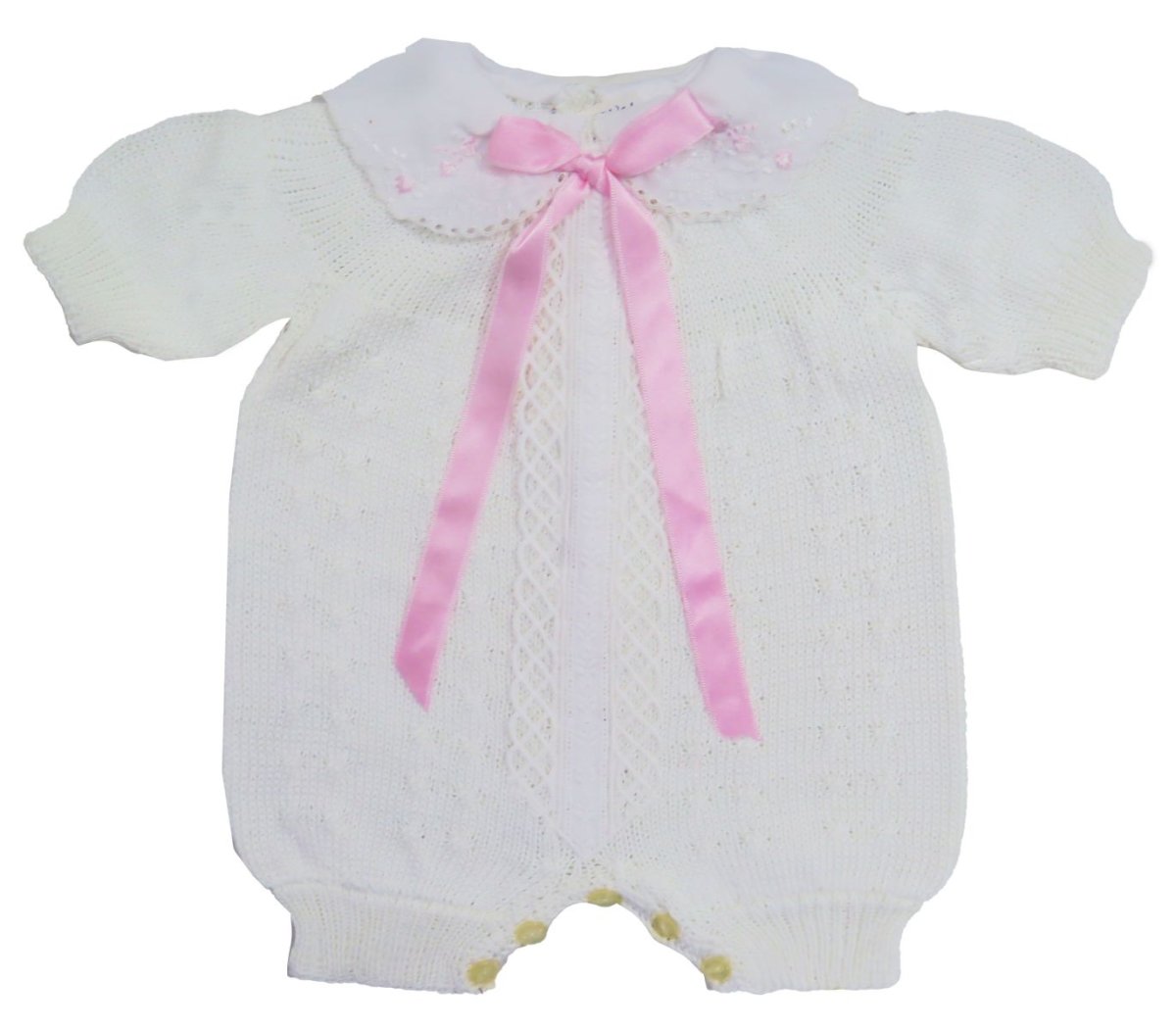 Enterito hilo cuello baby con moño rosa