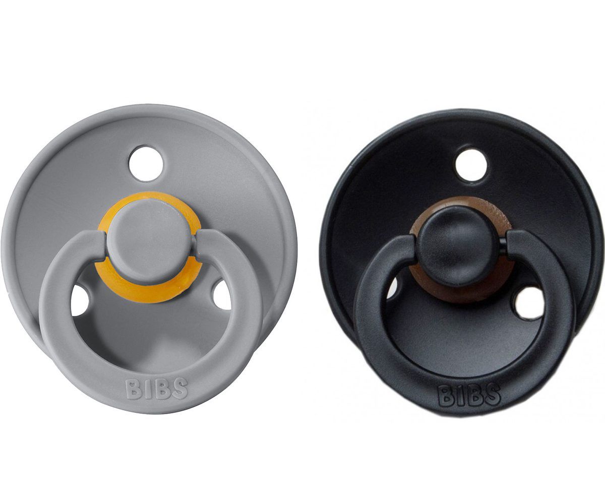 Chupete Bibs Colour Collection x 2 - Cloud / Black - Tetina De Caucho Natural - Latex - 18+ Meses