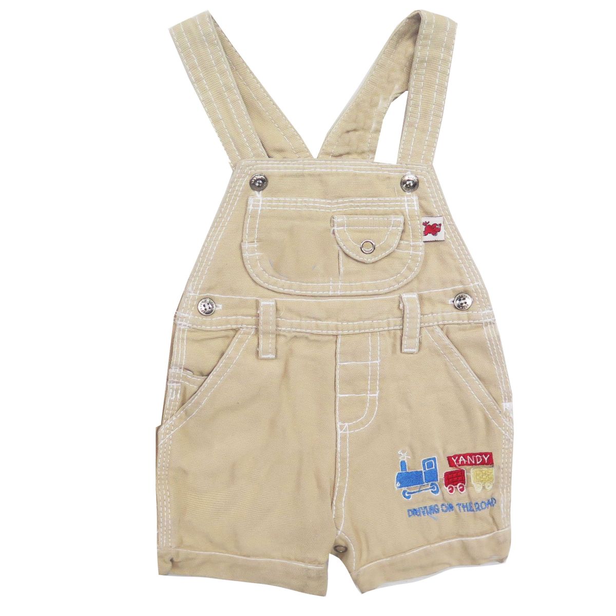 Jardinero corto de gabardina con bordado