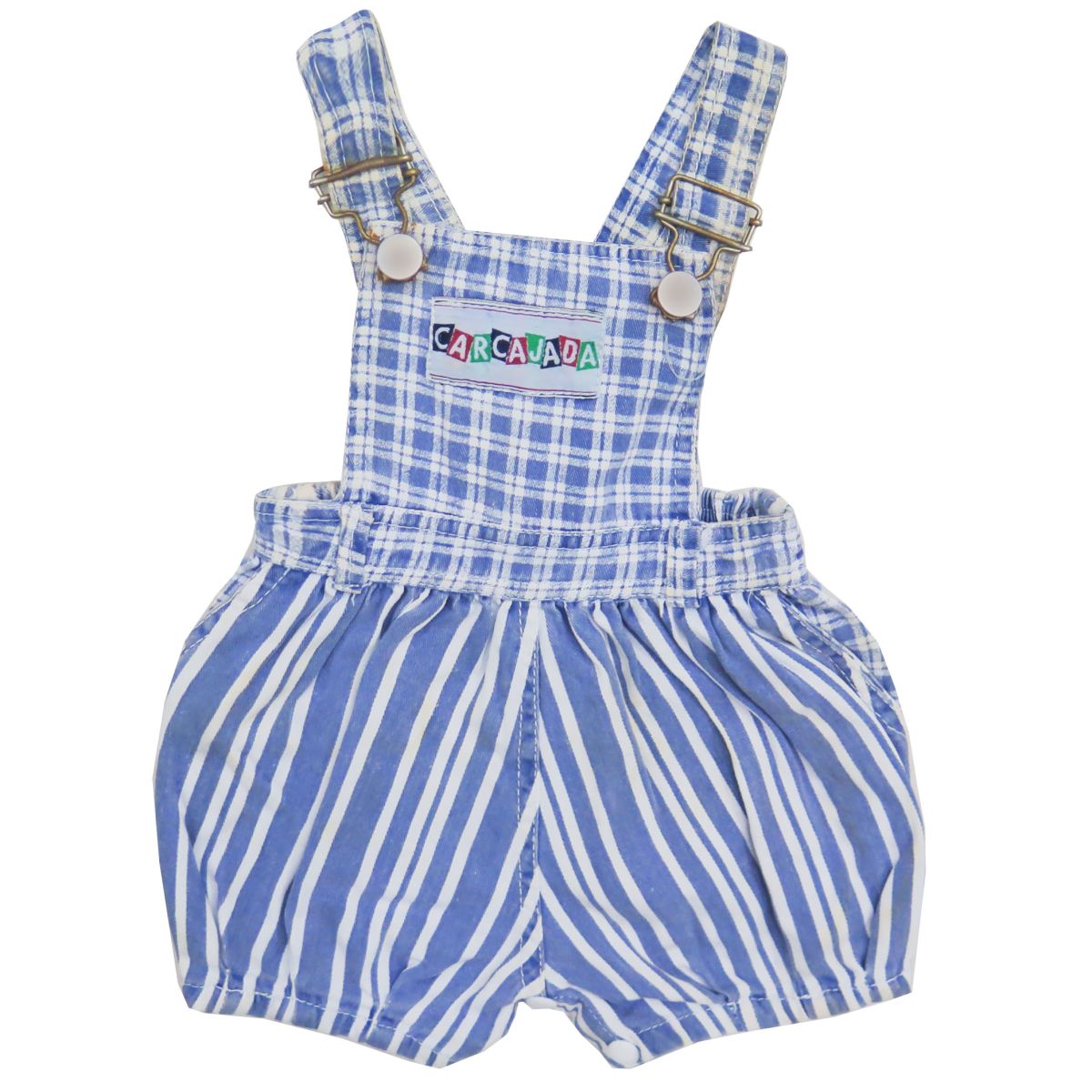 Jardinero estampado cuadrille con rayas