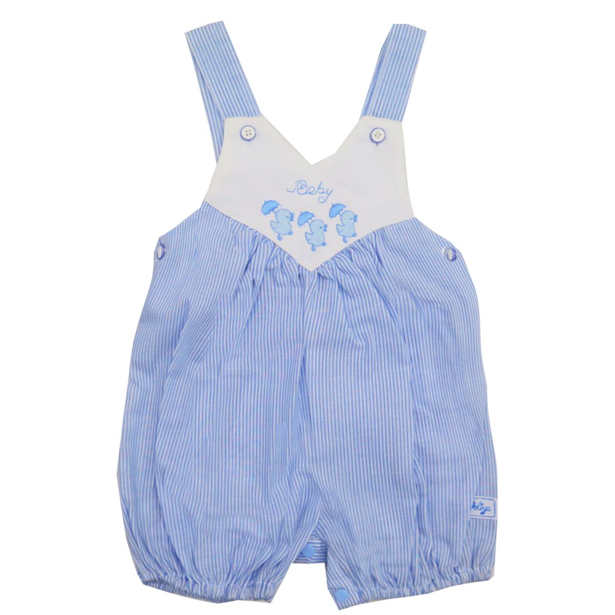 Jardinero rayado con patitos bordados