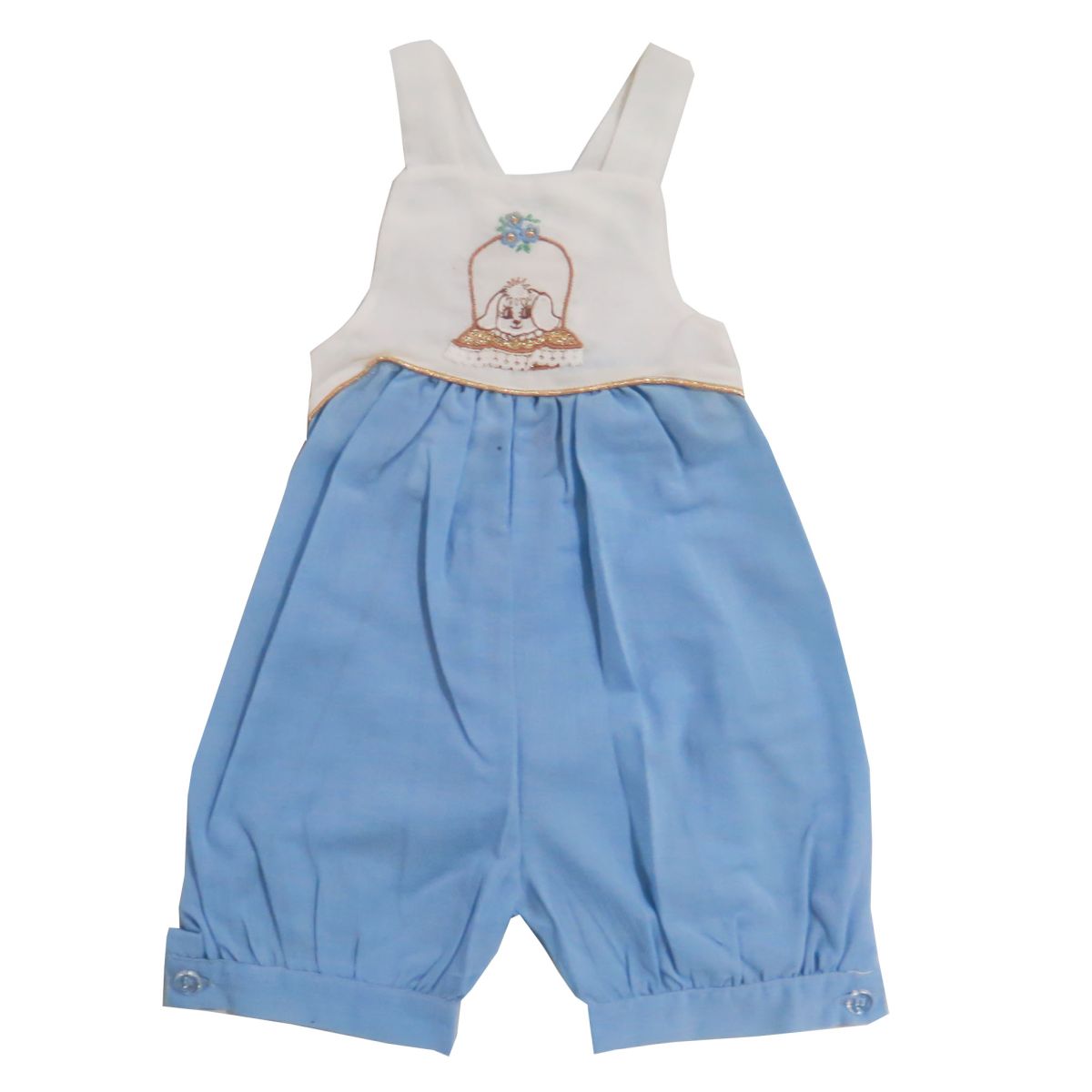 Enterito jardinero de tela plana con bordado lurex