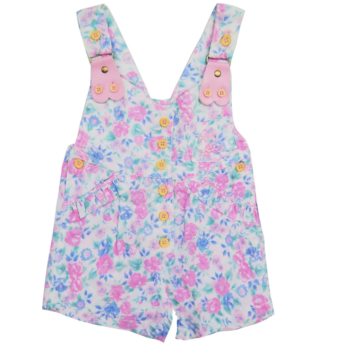 Jardinero estampado floreado con botones