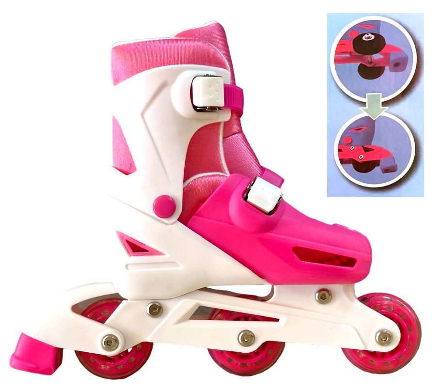 Rollers Patines Evolutivos 2 en 1 - 3 Ruedas - Talle Regulable (Las ruedas se pueden usar en linea ó 2 ruedas atras y 1 adelante)