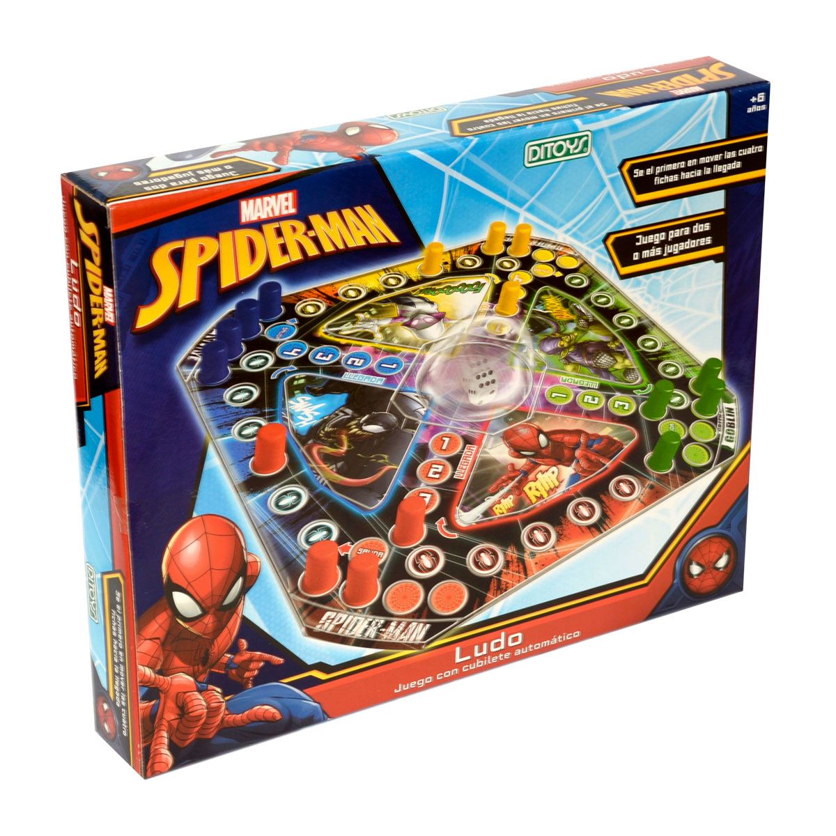 Ludo Spiderman Hombre Araña - Juego Con Cubilete Automatico