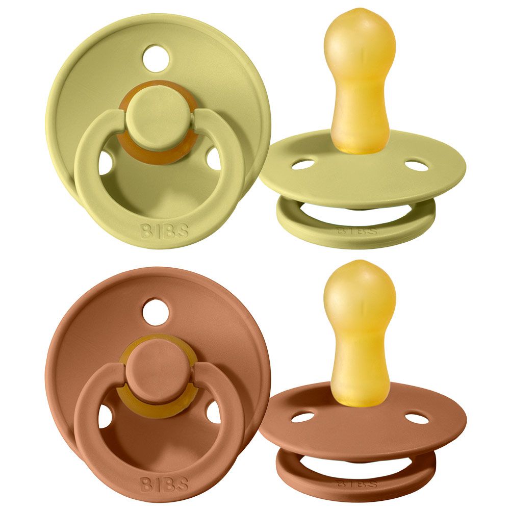 Chupete Bibs Colour Pacifier x 2 - Meadow / Earth  - Tetina De Caucho Natural - Latex - 6 - 18 Meses