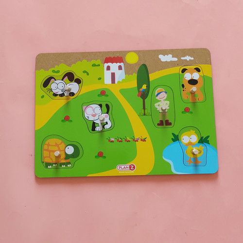 Juego De Encastre Con Agarre - Mascotas - 5 Piezas - Madera