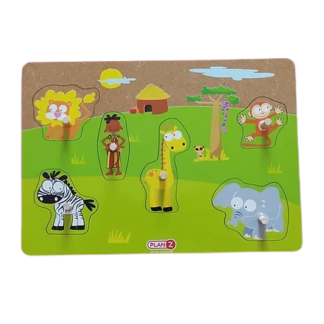 Juego De Encastre Con Agarre - Animales Salvajes - 6 Piezas - Madera