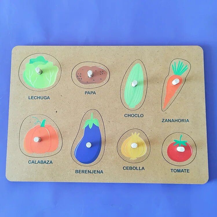 Juego De Encastre Con Agarre - Verduras - 8 Piezas - Madera