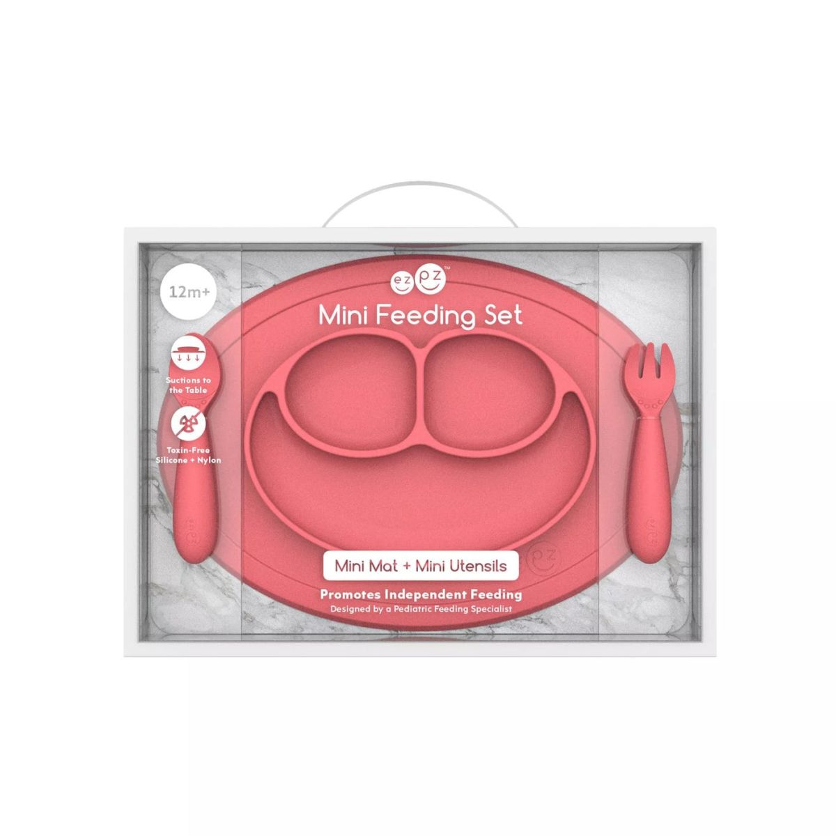 Plato De Silicona Con Divisiones + Tenedor + Cuchara - Mini Feeding Set - 12M+