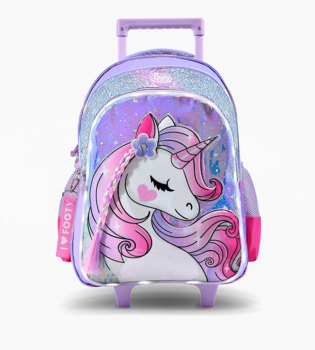 Mochila Con Carro Unicornio Con Lentejuelas Y Luz